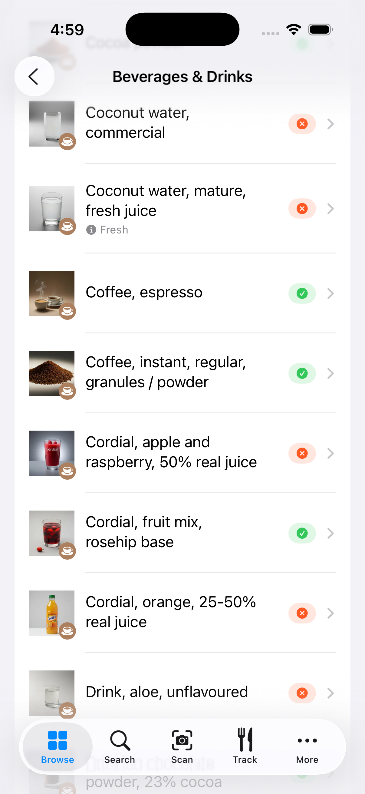 FODMAP App Screenshot