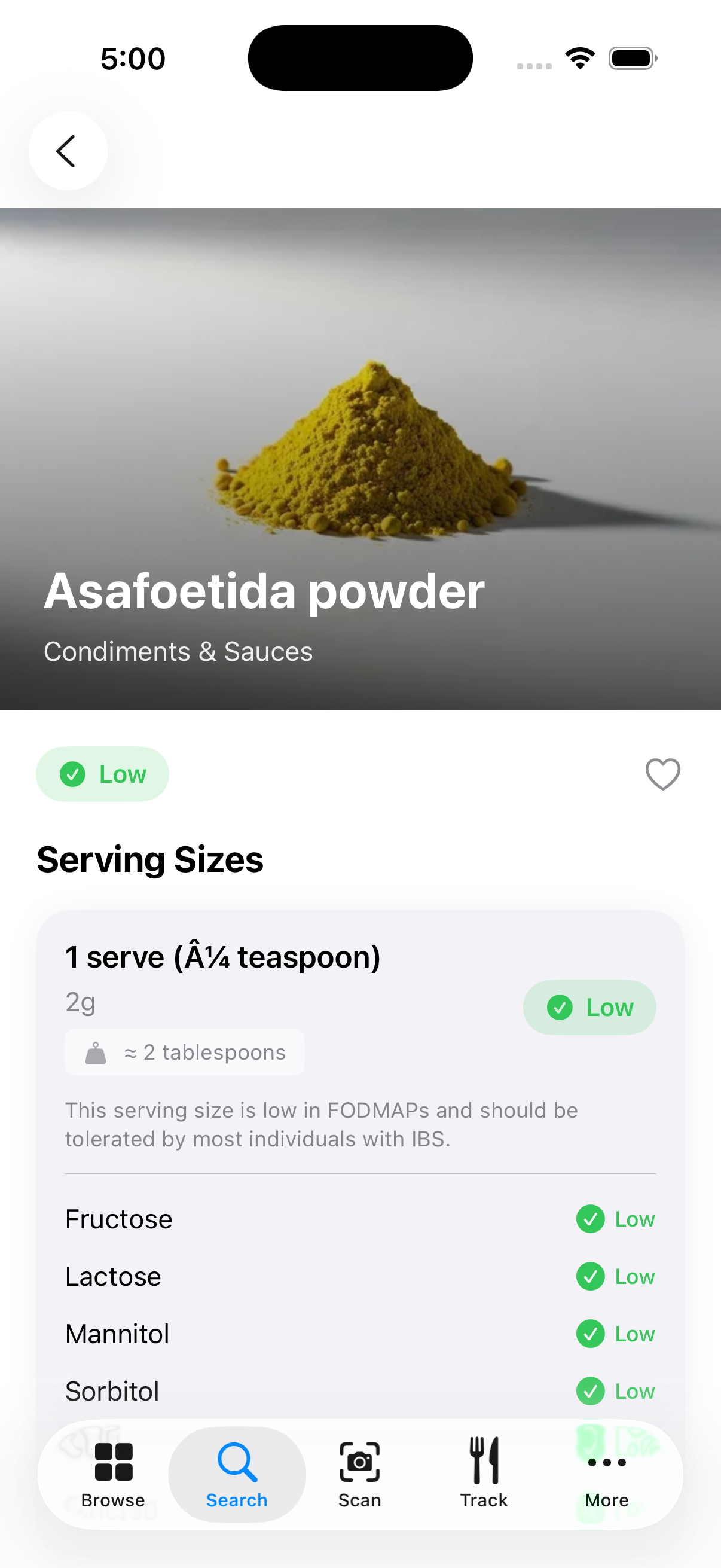 FODMAP App Screenshot